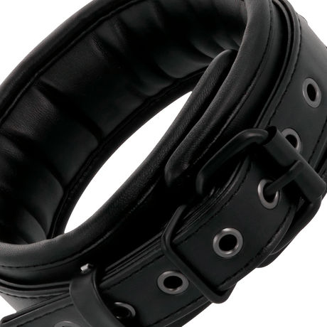 Fesselset Handschellen und Kragen aus schwarzem Leder