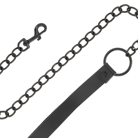Fesselset Handschellen und Kragen aus schwarzem Leder