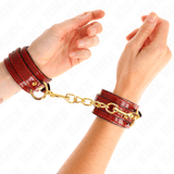 Fesselset Joanna Angel Handgelenkmanschetten mit Goldkette Rot Verstellbar 16,5 cm