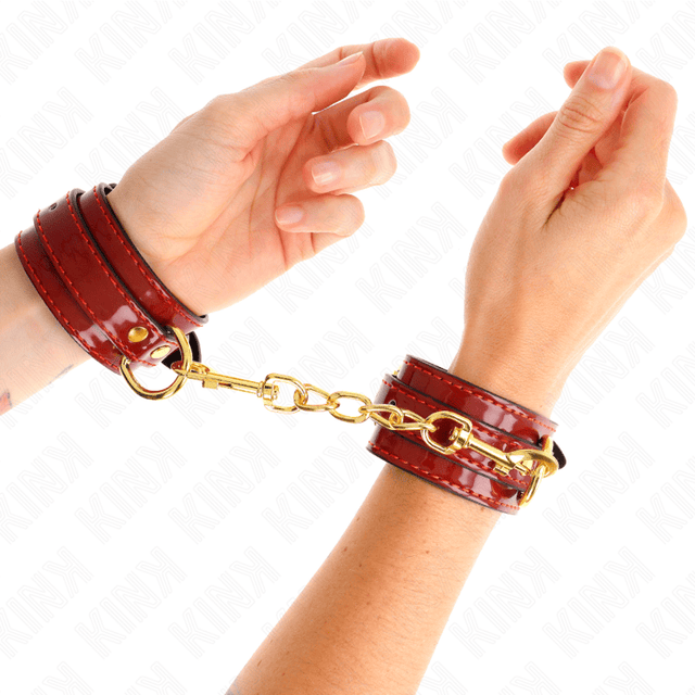 Fesselset Joanna Angel Handgelenkmanschetten mit Goldkette Rot Verstellbar 16,5 cm