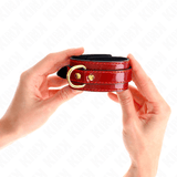 Fesselset Joanna Angel Handgelenkmanschetten mit Goldkette Rot Verstellbar 16,5 cm – Ansicht 4