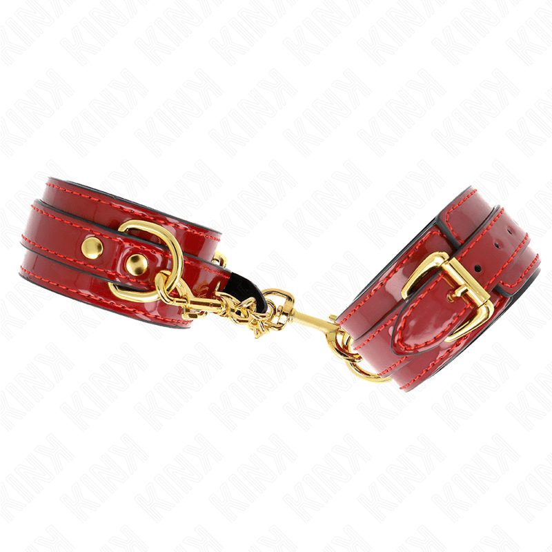 Fesselset Joanna Angel Handgelenkmanschetten mit Goldkette Rot Verstellbar 16,5 cm – Ansicht 3