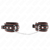 Fesselset Kleine Handgelenksfesseln Schwarz mit Rotem Futter Verstellbar 14 cm – Ansicht 2
