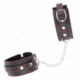 Fesselset Kleine Handgelenksfesseln Schwarz mit Rotem Futter Verstellbar 14 cm – Ansicht 3