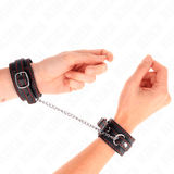 Fesselset Kleine Handgelenksfesseln Schwarz mit Rotem Futter Verstellbar 14 cm