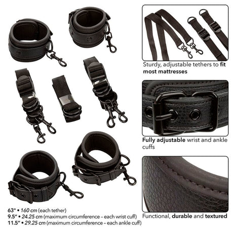 Fesselset Nocturnal Bettfesseln Leder Verstellbar Schwarz