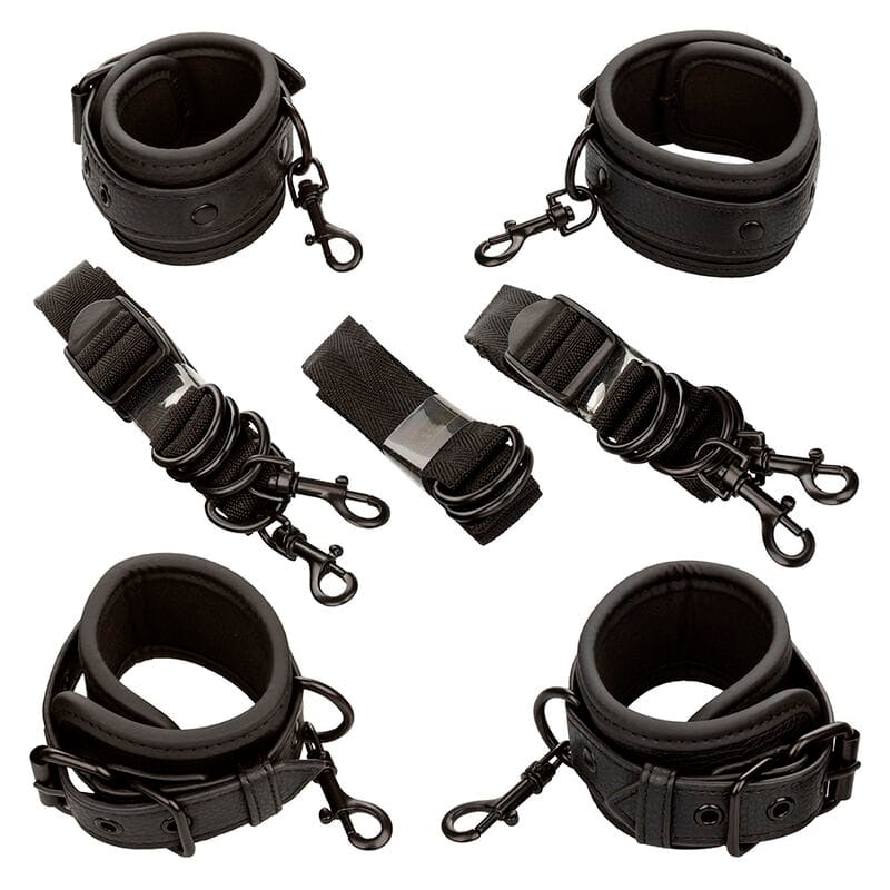 Fesselset Nocturnal Bettfesseln Leder Verstellbar Schwarz