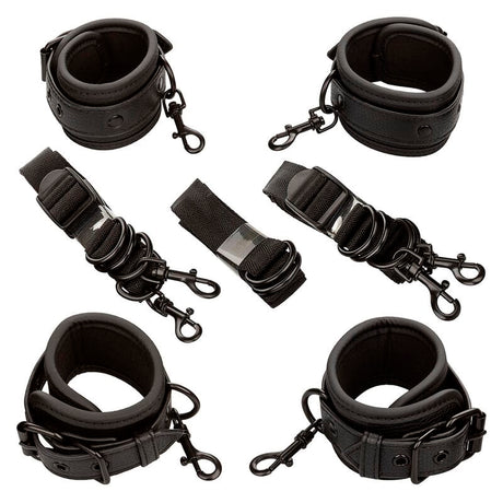 Fesselset Nocturnal Bettfesseln Leder Verstellbar Schwarz