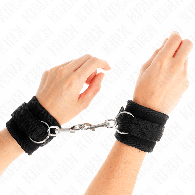 Fesselset Nylon Bind-Handfesseln mit Klettverschluss Schwarz Modell 2 Verstellbar 18 cm