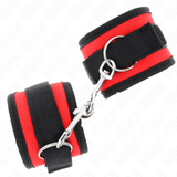 Fesselset Nylon Bind-Handfesseln mit Klettverschluss Rot-Schwarz Modell 2 Verstellbar 25 cm – Ansicht 3