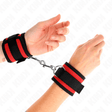 Fesselset Nylon Bind-Handfesseln mit Klettverschluss Rot-Schwarz Modell 2 Verstellbar 25 cm