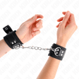 Fesselset Nylon-Handgelenkfesseln Schwarz mit Ledergurten Schwarz Verstellbar 19 cm