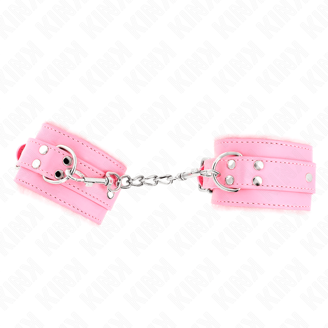 Fesselset pelzgefütterte Handgelenkfesseln Rosa mit Rosa Gürtel Verstellbar 17 cm