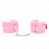 Fesselset pelzgefütterte Handgelenkfesseln Rosa mit Rosa Gürtel Verstellbar 17 cm – Ansicht 2