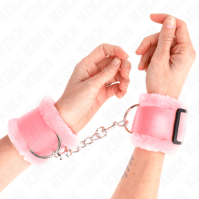 Fesselset pelzgefütterte Handgelenkfesseln Rosa Verstellbar 17 cm