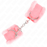Fesselset pelzgefütterte Handgelenkfesseln Rosa Verstellbar 17 cm – Ansicht 3