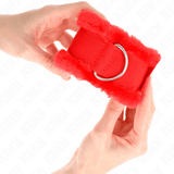 Fesselset pelzgefütterte Handgelenkfesseln Rot Verstellbar 17 cm – Ansicht 4
