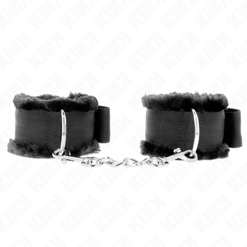 Fesselset pelzgefütterte Handgelenkfesseln Schwarz Verstellbar 17 cm – Ansicht 2