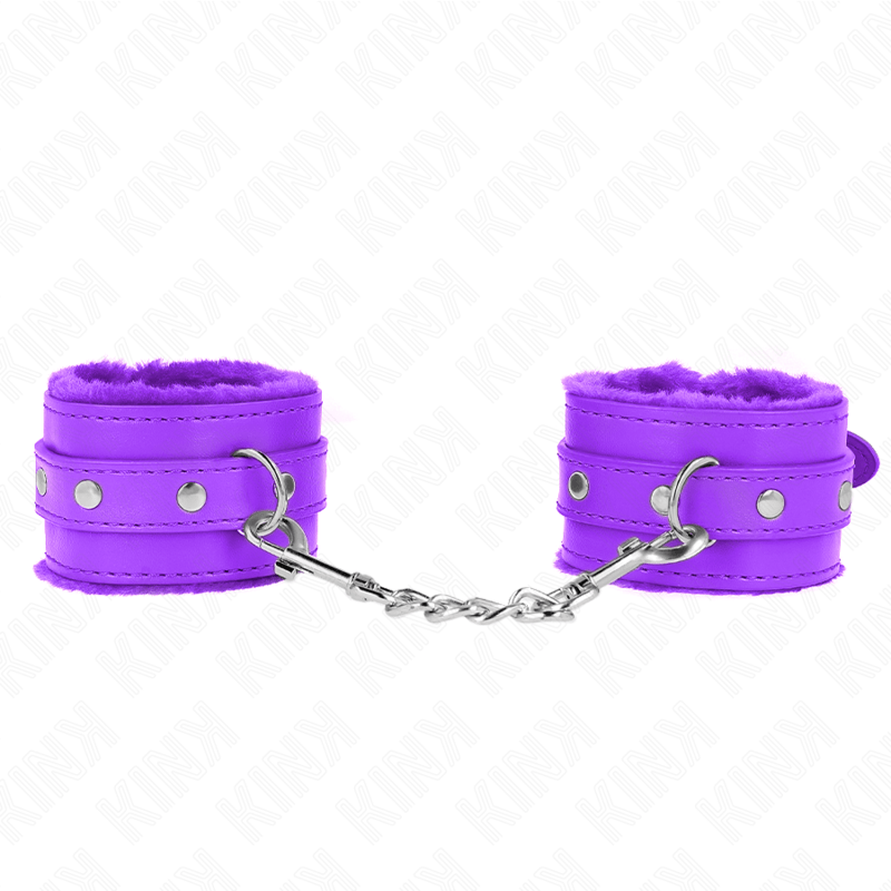 Fesselset Premium pelzgefütterte Handgelenkfesseln Lila mit Lila Gürtel Verstellbar 17 cm – Ansicht 2