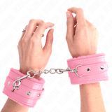 Fesselset Premium pelzgefütterte Handgelenkfesseln Rosa mit Rosa Gürtel Verstellbar 17 cm