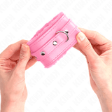 Fesselset Premium pelzgefütterte Handgelenkfesseln Rosa mit Rosa Gürtel Verstellbar 17 cm – Ansicht 3