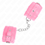 Fesselset Premium pelzgefütterte Handgelenkfesseln Rosa mit Rosa Gürtel Verstellbar 17 cm – Ansicht 4