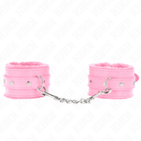 Fesselset Premium pelzgefütterte Handgelenkfesseln Rosa mit Rosa Gürtel Verstellbar 17 cm – Ansicht 2