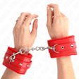 Fesselset Premium pelzgefütterte Handgelenkfesseln Rot mit Rotem Gürtel Verstellbar 17 cm