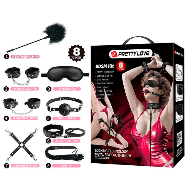 Fesselset Pretty Love BDSM 8-teilig Schwarz