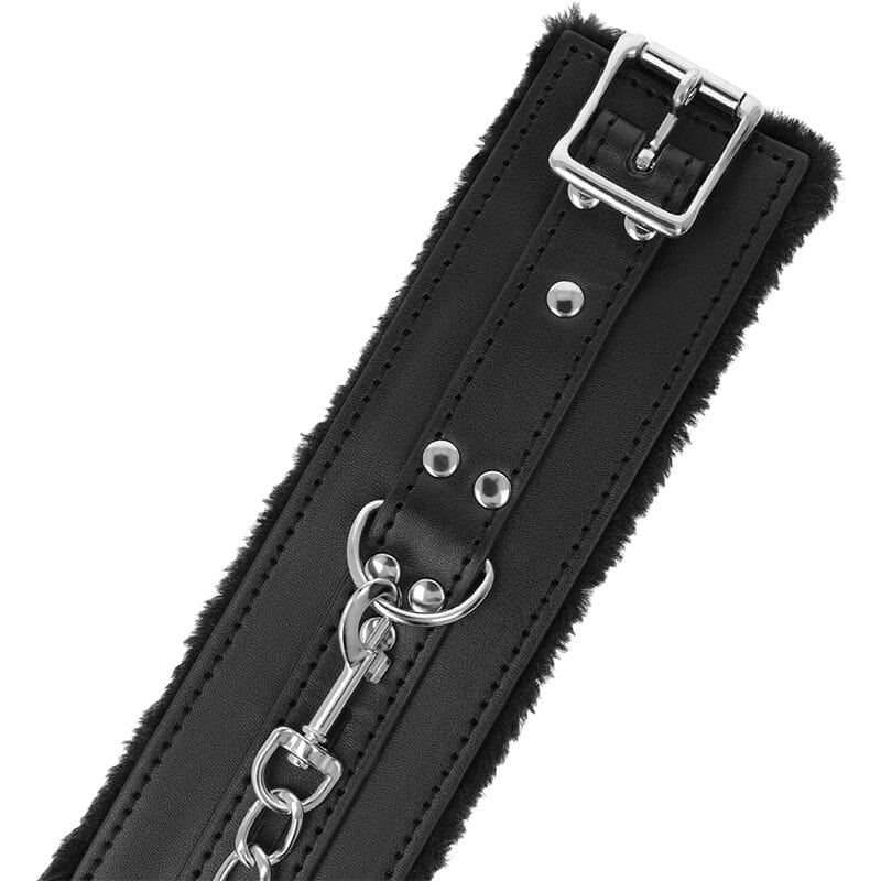 Fesselset schwarz gefütterte BDSM-Handschellen – Ansicht 4