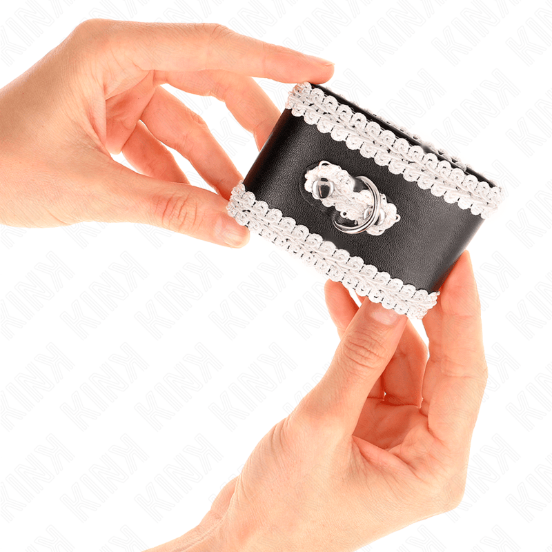 Fesselset Schwarze Handgelenkfesseln mit Weisser Dekorierter Spitze Verstellbar 20- x