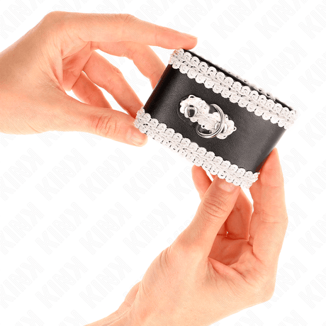 Fesselset Schwarze Handgelenkfesseln mit Weisser Dekorierter Spitze Verstellbar 20- x
