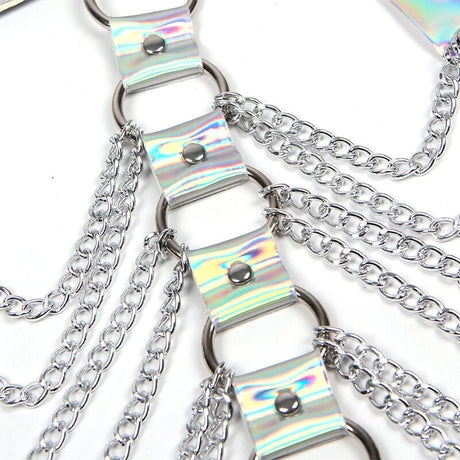Fetisch-Toy 953737 Brustgurt mit Ringen und Ketten Silber Eine