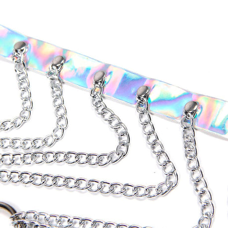 Fetisch-Toy 953737 Brustgurt mit Ringen und Ketten Silber Eine
