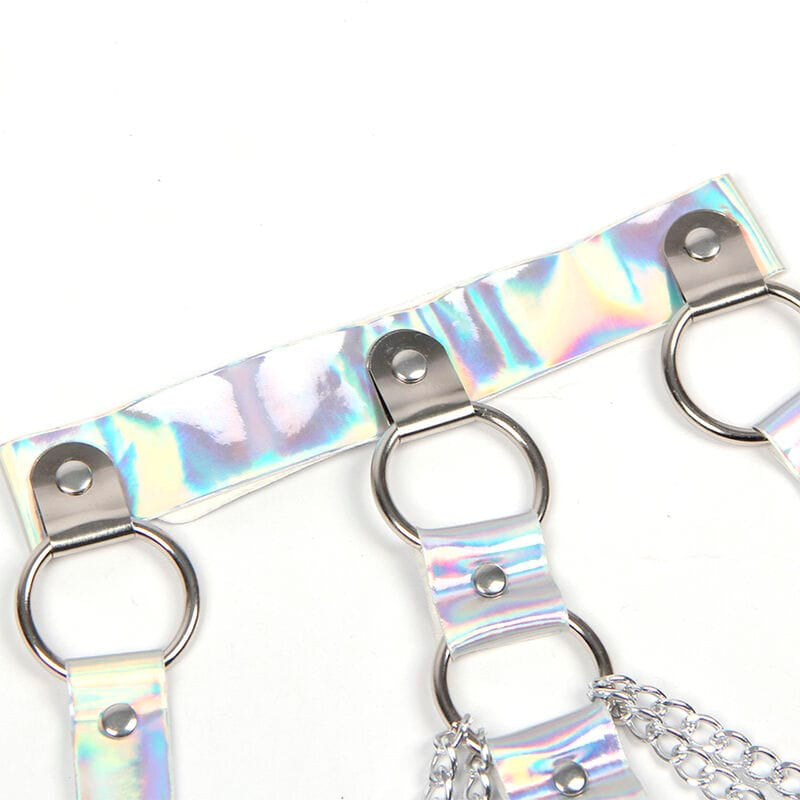 Fetisch-Toy 953737 Brustgurt mit Ringen und Ketten Silber Eine
