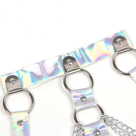 Fetisch-Toy 953737 Brustgurt mit Ringen und Ketten Silber Eine