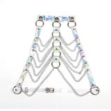 Fetisch-Toy 953737 Brustgurt mit Ringen und Ketten Silber Eine