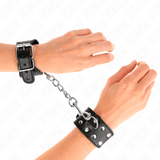 Fetisch-Toy Armbänder mit doppelter Reihe verstellbarer Nieten Schwarz