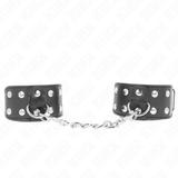 Fetisch-Toy Armbänder mit doppelter Reihe verstellbarer Nieten Schwarz – Ansicht 2