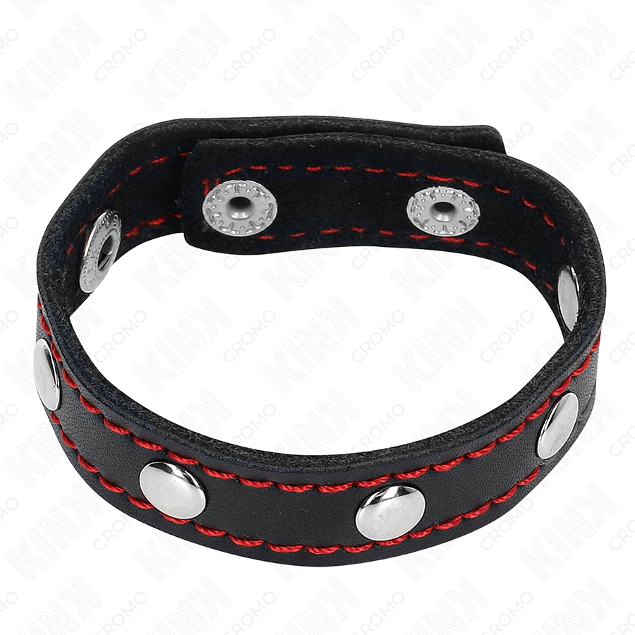 Fetisch-Toy aus Leder mit Druckverschluss Rot Futter