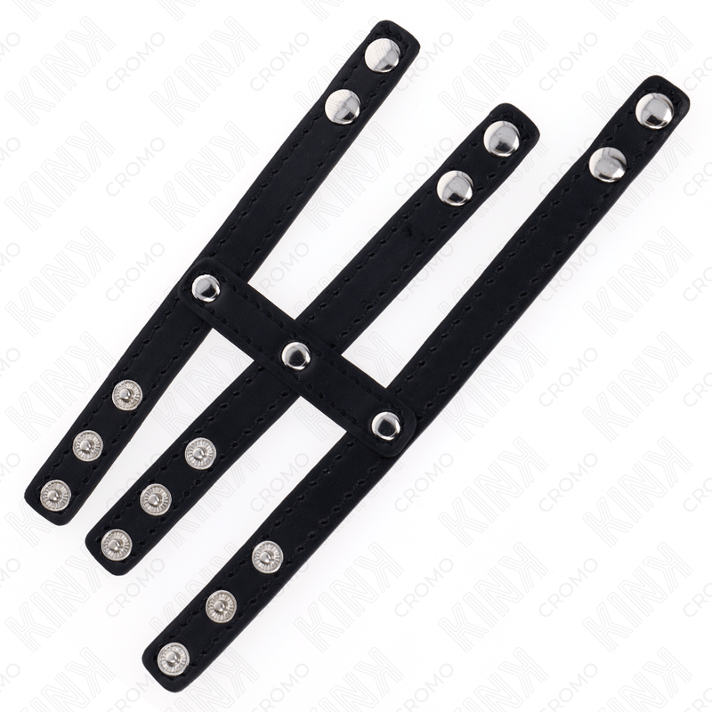 Fetisch-Toy Dreifach Leder mit Druckverschluss Schwarz