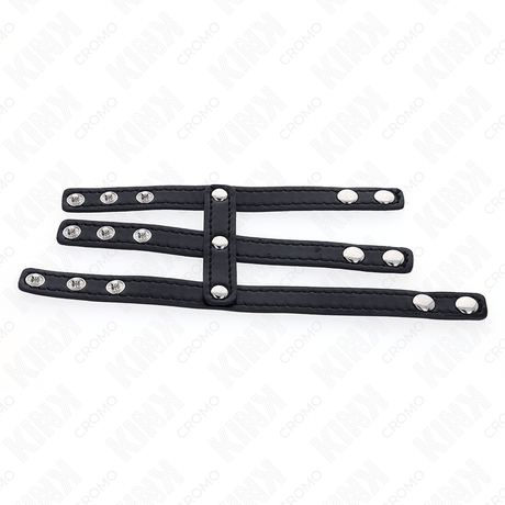 Fetisch-Toy Dreifach Leder mit Druckverschluss Schwarz