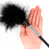 Fetisch-Toy Tickle Federn mit Strass-Griff Schwarz