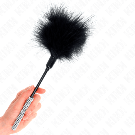 Fetisch-Toy Tickle Federn mit Strassgriff Schwarz
