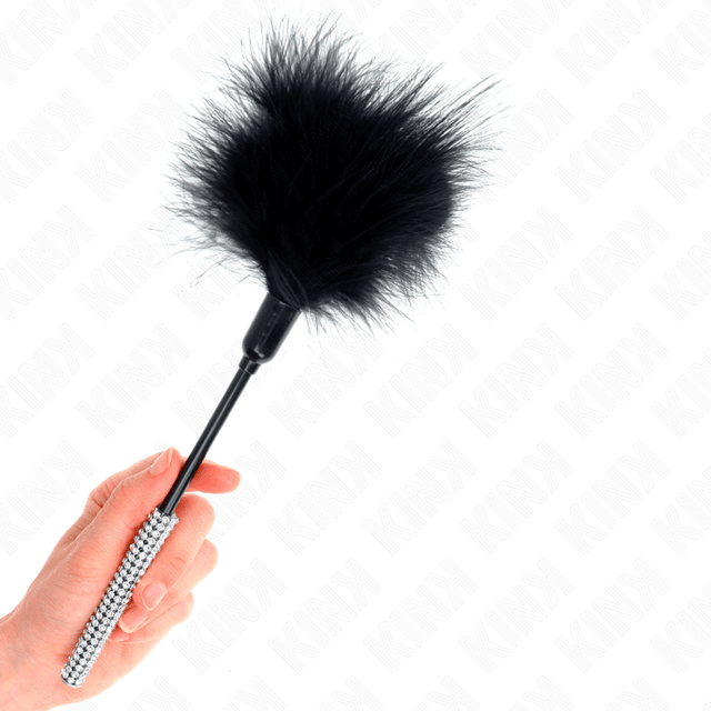Fetisch-Toy Tickle Federn mit Strassgriff Schwarz