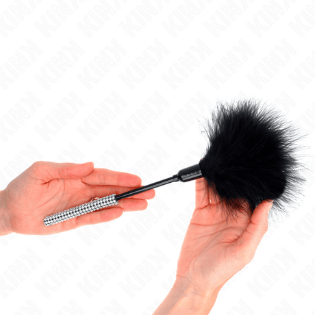 Fetisch-Toy Tickle Federn mit Strassgriff Schwarz