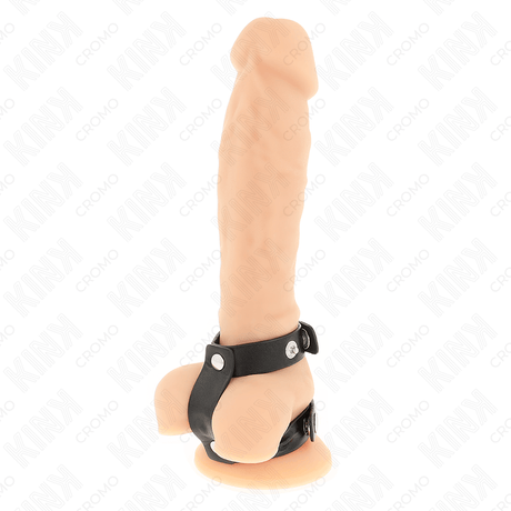 Fetisch-Toy Verstellbarer Doppelter aus Leder Schwarz