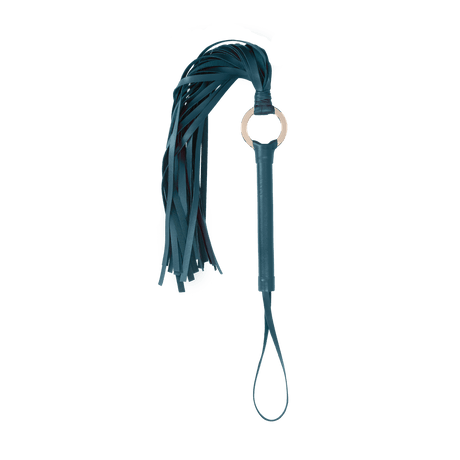 Flogger Ouch aus PU-Leder mit Metallring Petrol 70 cm – Ansicht 2