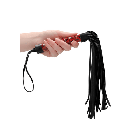 Flogger Ouch aus Vinyl in Schwarz und Bordeaux 38,5 x Ø 2,3 cm – Ansicht 10
