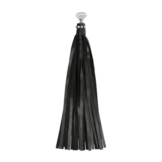 Flogger Ouch mit Strasssteinen Schwarz 33 x 3 cm